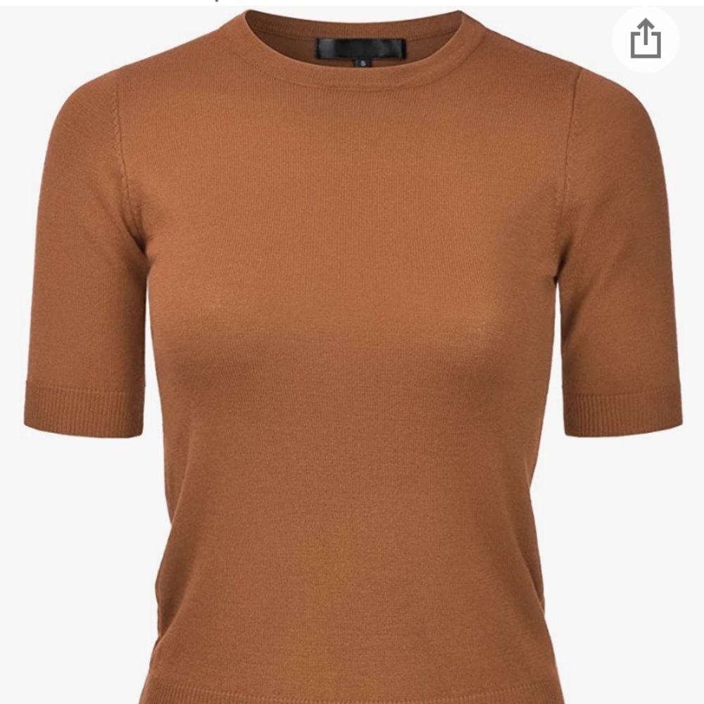 Crew Neck Knit Short Sleeve Sweater Top